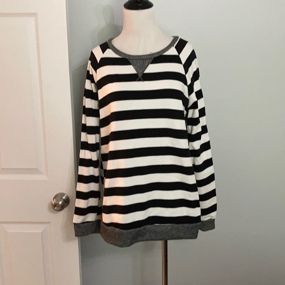 Large Black and White Stripe Sweatshirt
